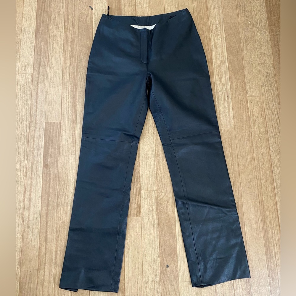 BEBE Black Genuine Leather Pants Size 6